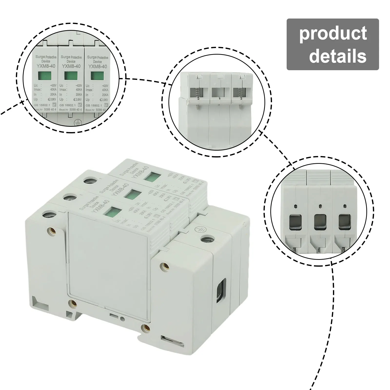 1Pc Protezione Contro Le Sovratensioni 3P 20Ka-40Ka Dispositivo Di Protezione Contro Le Sovratensioni Protezione Contro Le Sovratensioni 420Vac Appare