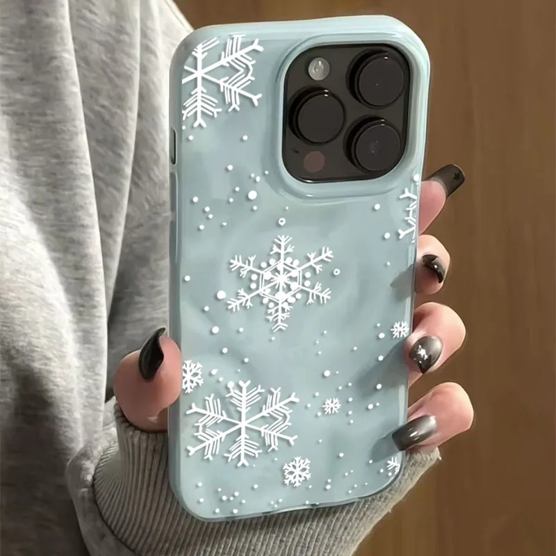 Elegant Snowflake Textured Winter Phone Case - Anti-Drop Soft Cover
