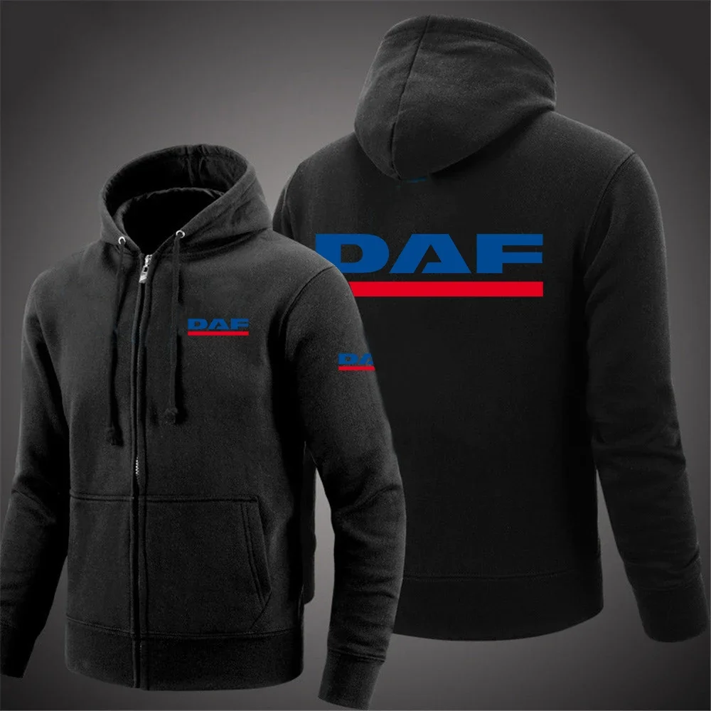 

2024 DAF TRUCKS COMPANY TRUCKER LOGO Men's New Long Sleeves Casual Zip Hoodies Fleece Hip Hop Sportswear Sweatshirt Pullover Top