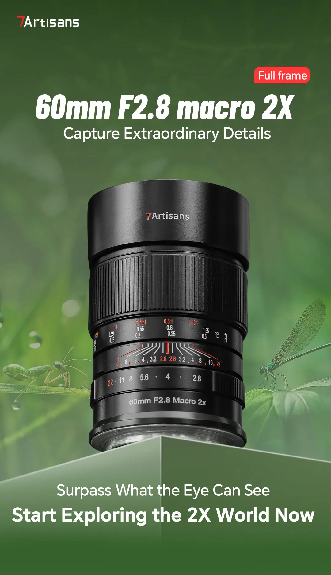 60mm F2.8 2X Macro Lens Manual Focus for Canon RF Sony A7CR A7C2 A6500 Nikon Z5