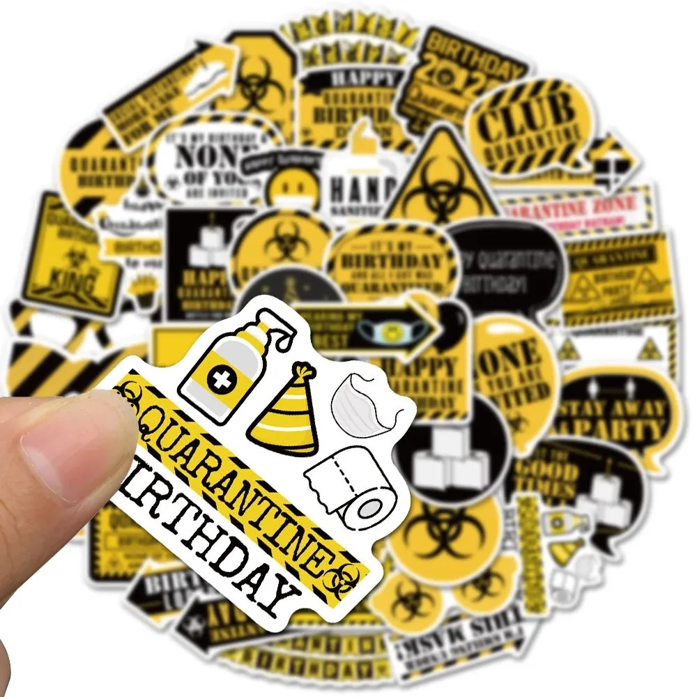 

50 sheets of decorative supplies quarantine party epidemic theme graffiti stickers travel box skateboard waterproof PVC stickers