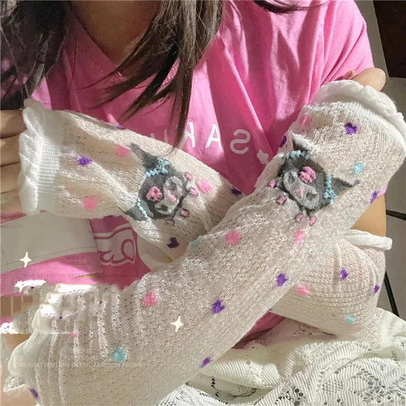 

Kawaii Sanrio Sleeve Cover Hello Kittys Accessories Cute Anime Lace Soft Girl Summer Sun Protection Sunscreen Toys for Girl Gift