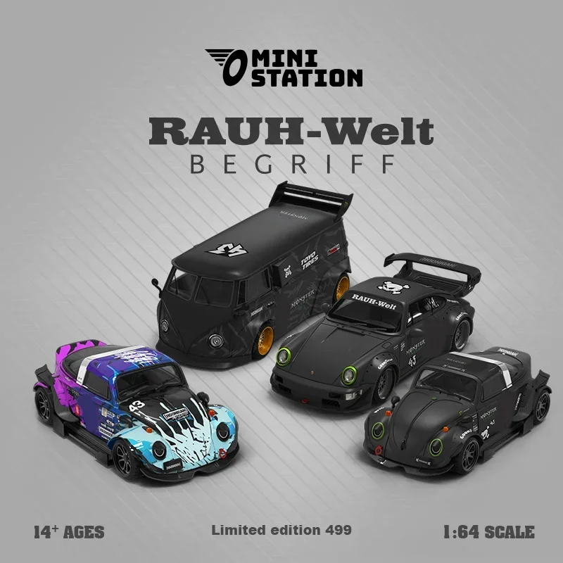 Modellino Auto Mini Station 1:64 Mooneyes Targa/T1 Con Rimorchio - Edizione Limitata