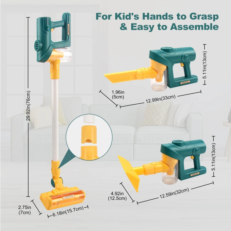 Children Imitation Sound and Light Vacuum Cleaner 4 Styles Assembly Vacuum-cleanable Pretend Play House Cleaning Toys Kids Gifts