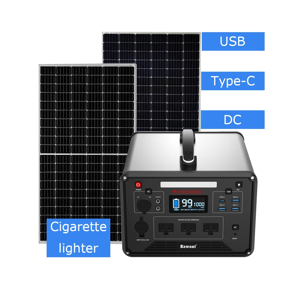 태양 에너지 시스템 1000W 1000Wh 휴대용 발전소, LifePO4 배터리 오프 그리드 충전식 ups 야외