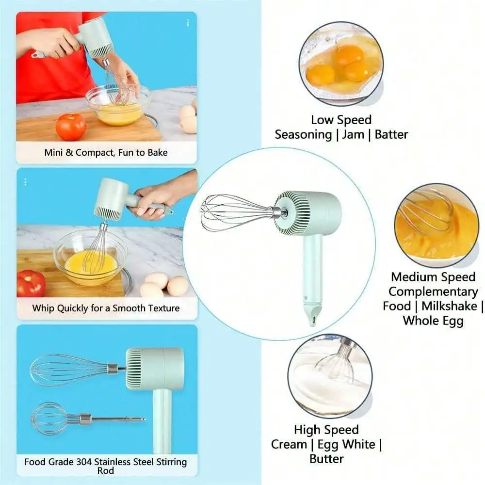 USB Rechargeable MINI Household Cordless Electric Hand Mixer Handheld Egg Beater With 2 Detachable Stir Whisks egg beater food mixer handheld electric whisk