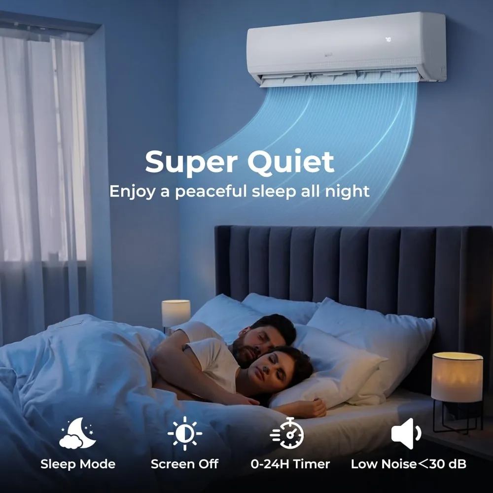 18k BTU Dual 2 Zone Mini Split Air Conditioner, 20 SEER2 9000 BTU Wifi Enabled Ductless Inverter Air Conditioner & Heater Pump 5