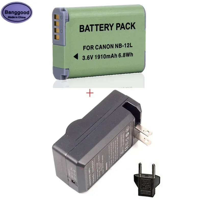 

3.6V 1910mAh NB-12L NB12L Camera Battery + AC Charger For Canon PowerShot G1 X Mark II G1X Mark 2 FOR N100 N100 VIXIA Mini X