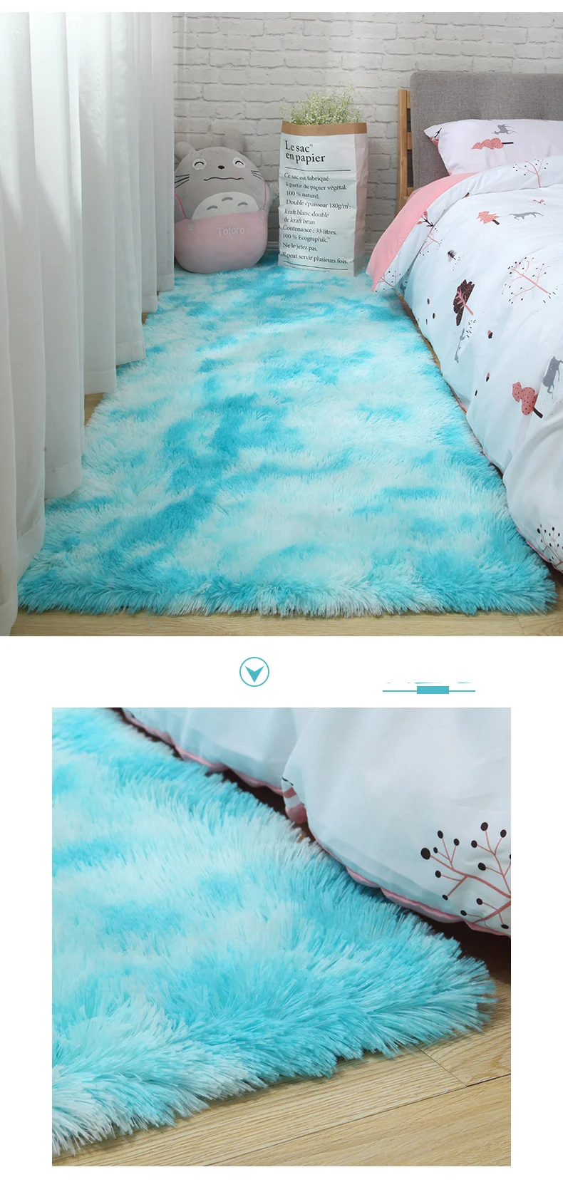 

13061 Hairy Rainbow Rugs for Children Bedroom Soft Furry Carpets Living Room Kids Baby Room Nursery Playroom Cute Room Decor