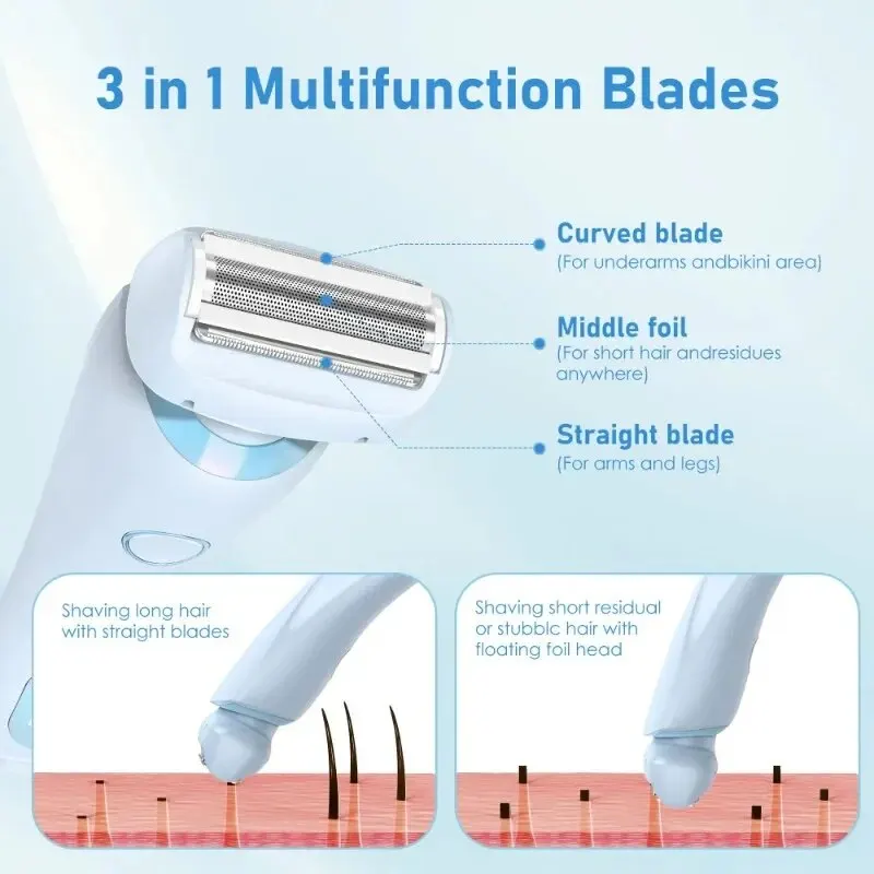 Electric Razors Women 2 In 1 Bikini Face Shavers Hair Removal for Underarms Legs Ladies Body Trimmer IPX7 Waterproof 2024 NEW _voghion.com
