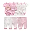 9 Pcs/Lot Unisex Newborn Bodysuits+Pants Clothing Sets Cartoon Cotton Baby Boy Girl Clothes 2