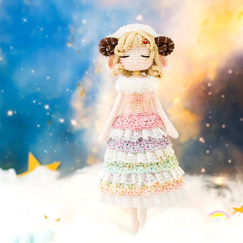 Susan's Family DIY Crochet Kit Aries Doll Material Package with Basic Tools and Chinese Instructions