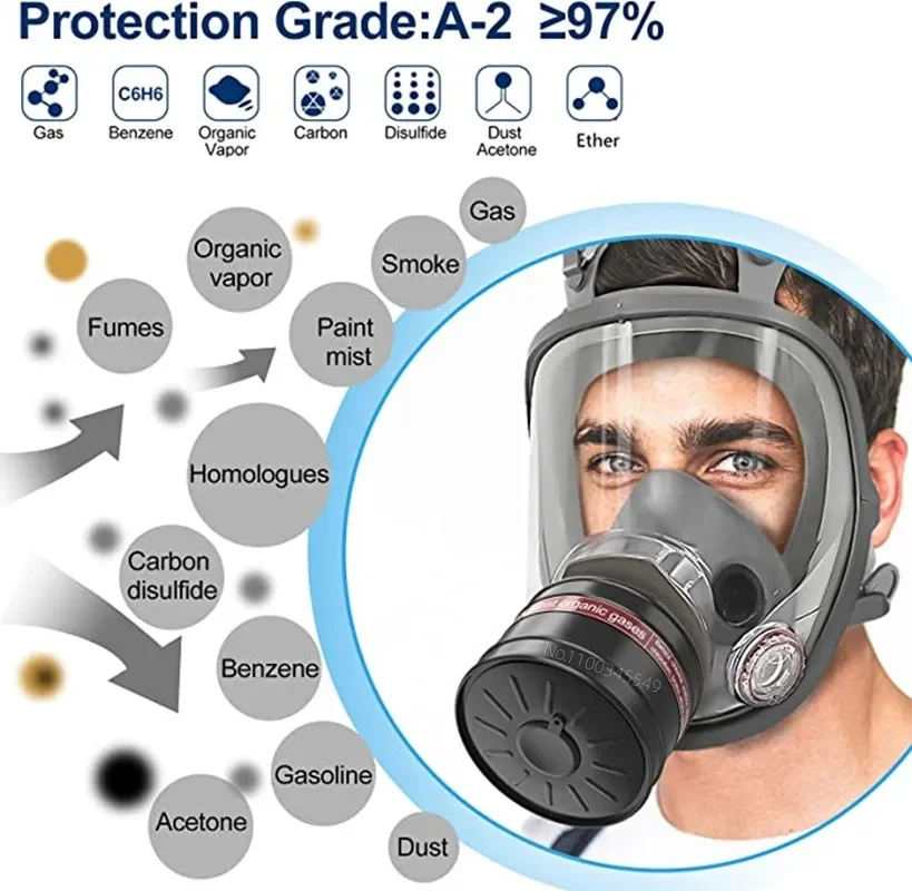 Full face respirator-mask with 40 mm gas filter canister for industrial gases chemical polishing welding spraying Gas mask for gas mask,gas respirator,face respirator,dustproof respirator