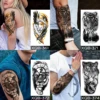 Waterproof Temporary Tattoo Sticker Crown Rose Flower Tiger Lion Warrior Cross Clock Body Art Arm Fake Tattoos Sleeve Women Men 2