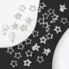 30PCS Star Nail Charms 3D Alloy Nail Art Charms 4 Styles Silver Stars Nail Rhinestones Crystal Pentagram Nail Gems for DIY Craft 5