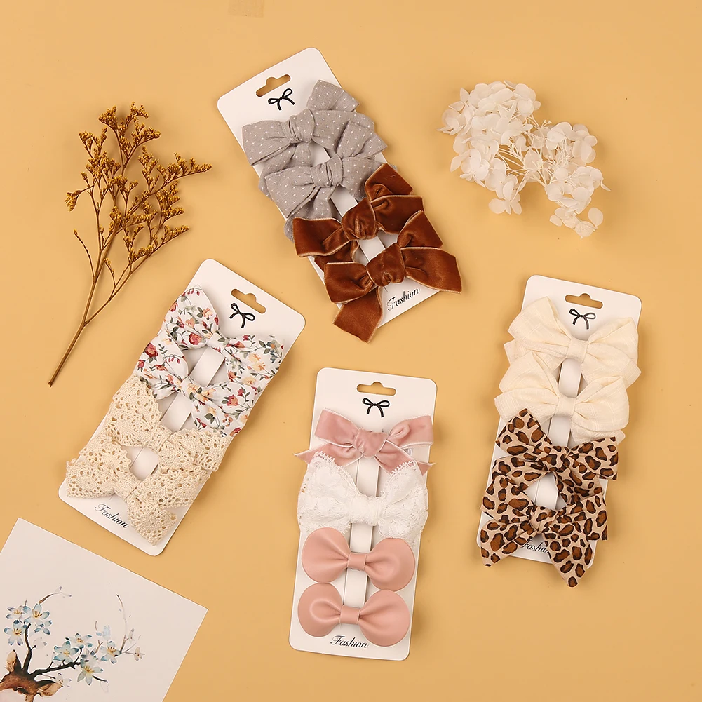 4PCS Leopard Bow Hair Clips Set 6