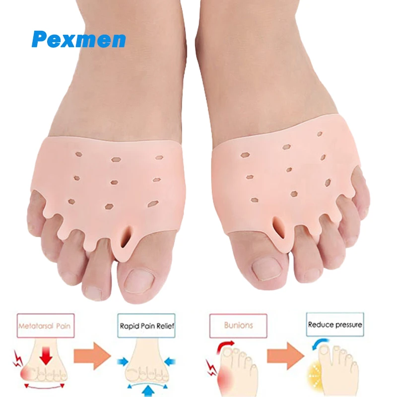 Pexmen 2Pcs Ball of Foot Cushions Metatarsal Pads Toe Separator Toe Spacer Forefoot Pads for Mortons Neuroma Callus and Blisters