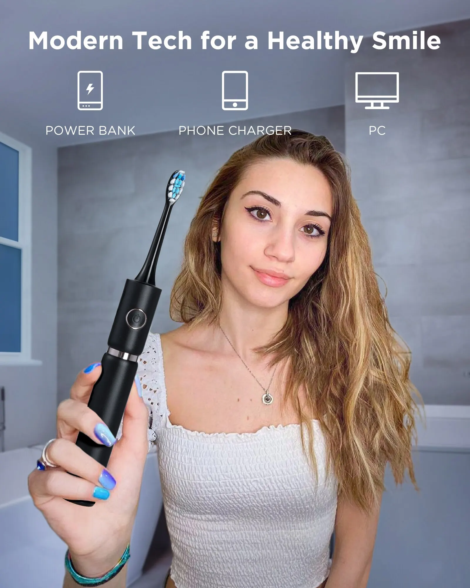 Electric Toothbrush Fairywill P11 Sonic Whitening Electric Toothbrush Rechargeable USB Charger Ultra Powerful Waterproof 8 Heads and 1 Travel Case