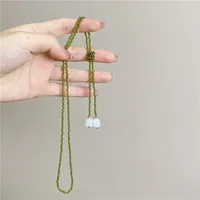 Perles de cristal d'olive blanc muguet, colliers enveloppés Double couche pour femmes, divers méthodes de port, pendentif П®д Garona ». 5
