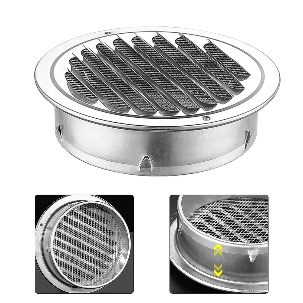 70-300mm Stainless Steel Vent Grille Exterior Wall Duct Ventilation Exhaust Grille Cover Round Flat Head Air Outlet Hood