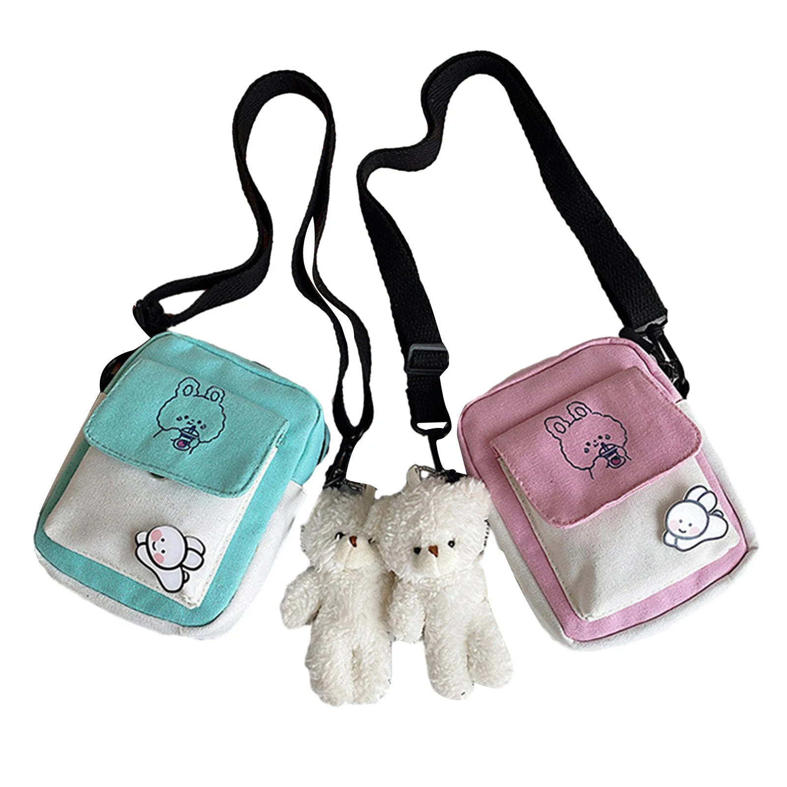 

Модные холщовые сумки, сумки на плечо для женщин, сумка через плечо с милым принтом кролика, универсальная Повседневная сумка-мессенджер