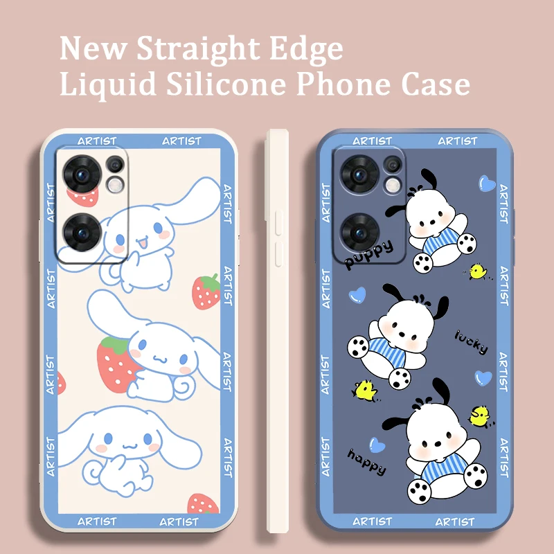 

Pochacco Cinnamoroll Sanrio Phone Case For OPPO A73 A31 2020 Reno7 SE 6 5 4 2 Z Lite Pro Plus 5G 4G Funda Liquid Rope Cover