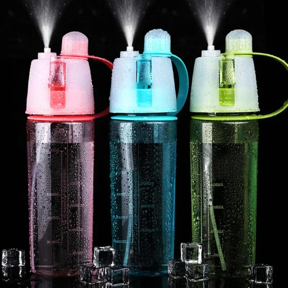 Water Bottle 1 Pcs 600ml For Girls Outdoor Sport Fitness Cup Large Capacity Spray BPA Free Drinkware Travel