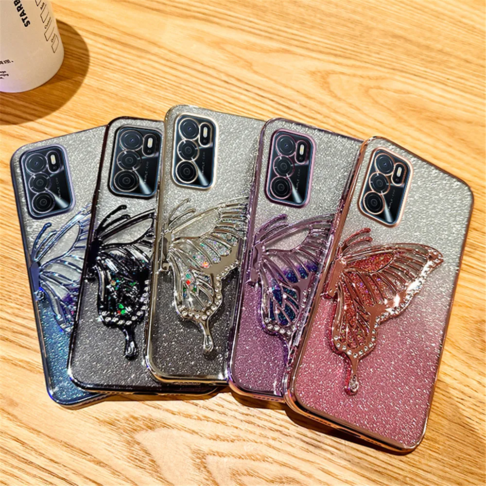 Glitter Butterfly Quicksand Plating Phone Case Cover