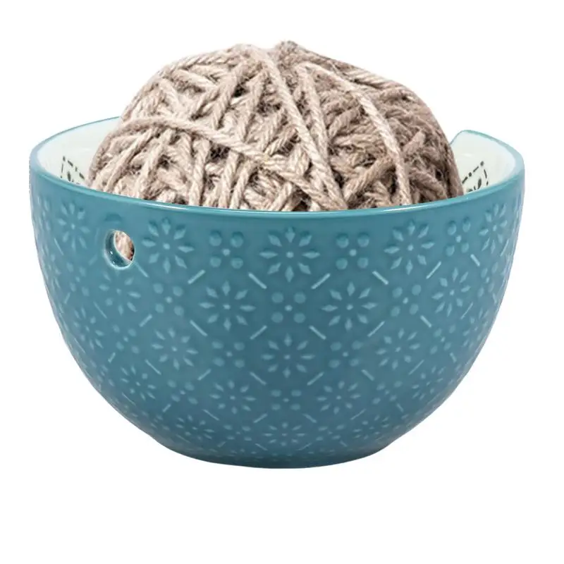 

Knitting Bowls For Yarn Blue Portable Textile Bowls Displaying Decorative Piece Perfect For Knitting Crochet storage accessory