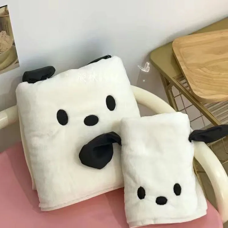 

Kawaii Cartoon Sanrio Pochacco Bath Towel Cute Beauty Coral Fluff Two-Piece Bath Super Quick-Drying Soft Shower Cap Bath Towel