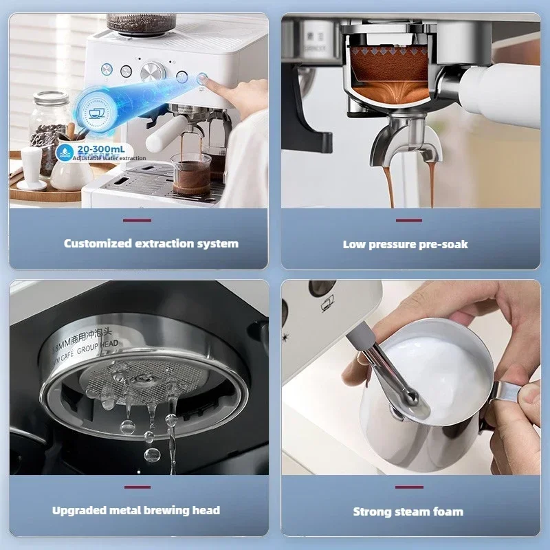 Barsetto 01C Cold Brew Coffee Machine 58MM Brewing head Household small Italian grinding bean milk foam machine 220V 4