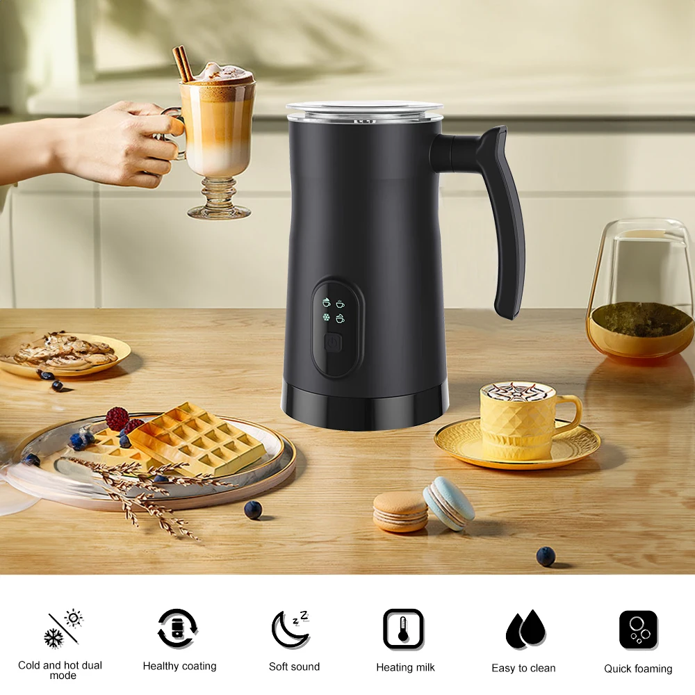 Electric Milk Frother Stainless Steel Hot Cold Milk Foamer 400W Non-Stick Interior 350ml Automatic Coffee Mixer for Cappuccino 5
