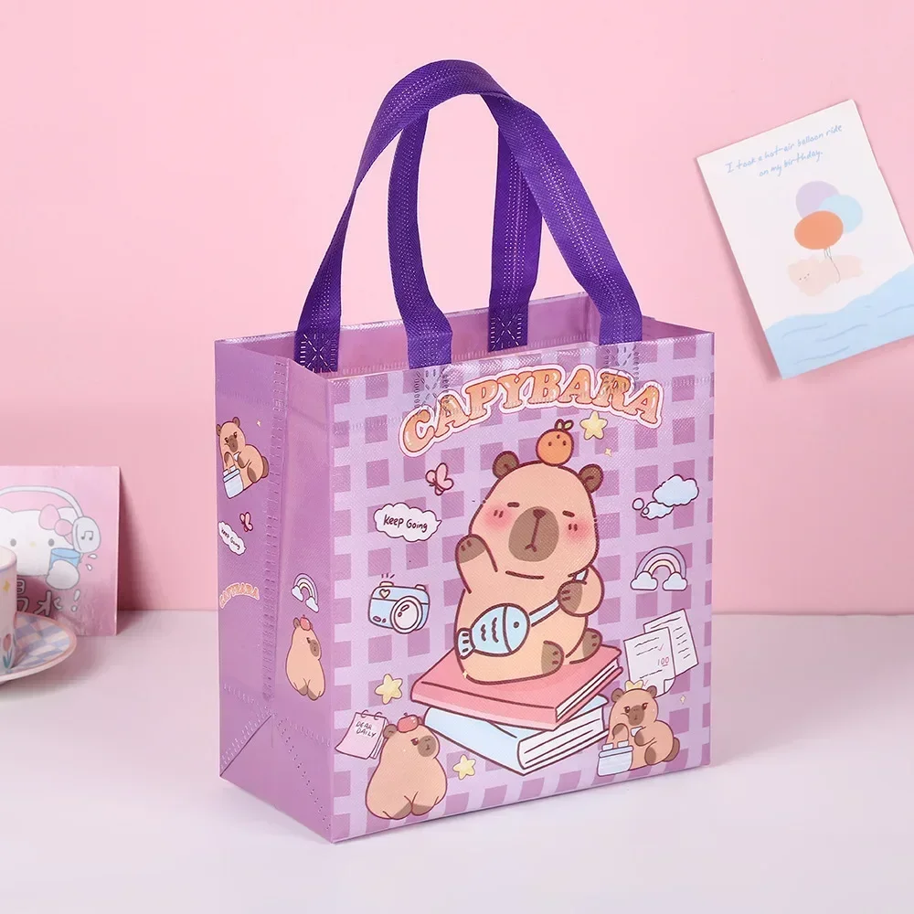 Capybara Non-Woven Shopping Bag Recycle Portable Children Gift Capybara Tote Bag Waterproof Large Storage canvas tote bags
