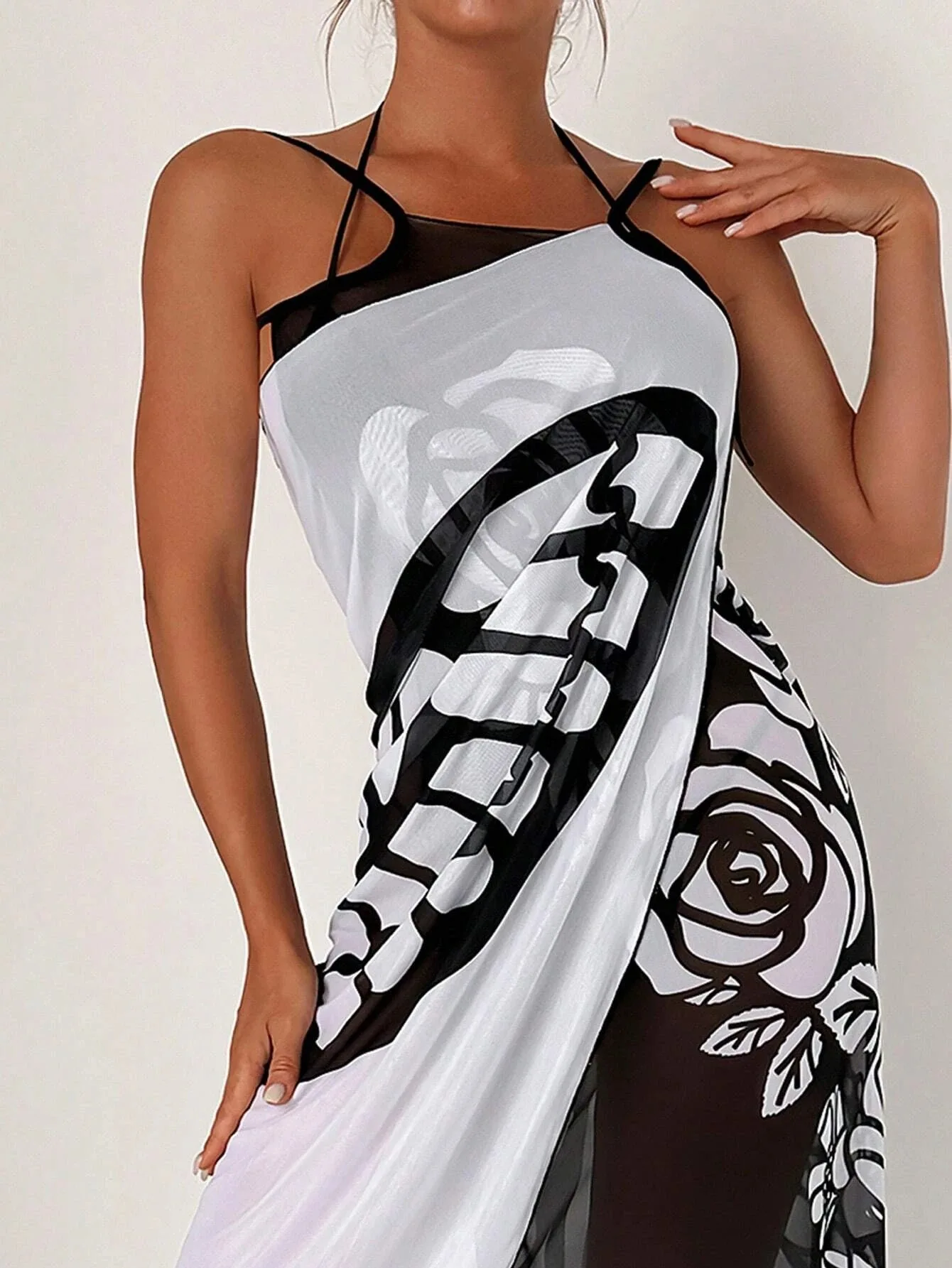 Sexy Butterfly Print Cover Up 2026 Women Black Patchwork Mesh Dress Tunic Bikini Lady Elegant Bath Sarong Wrap Skirt Beachwear 1