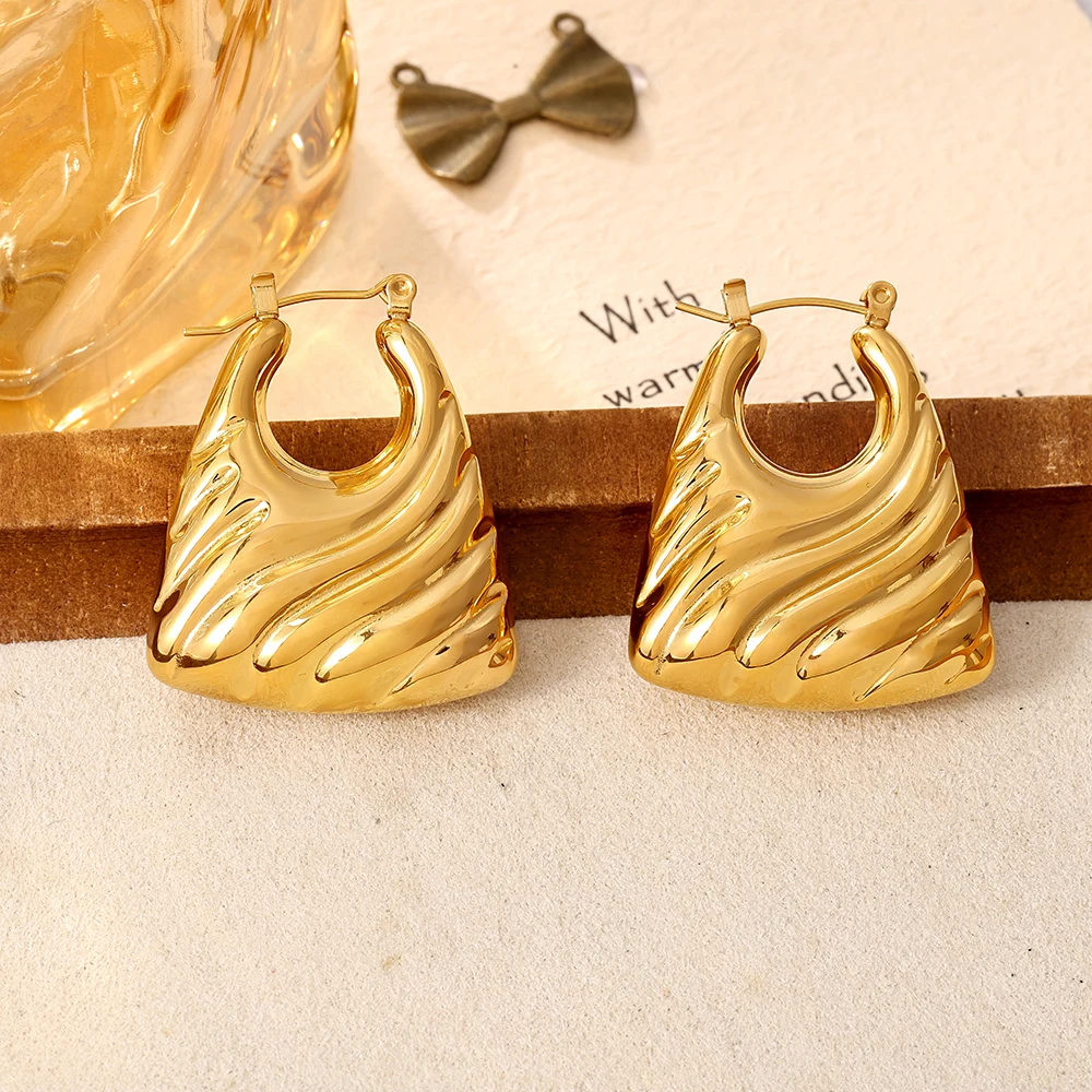 Mode Tasche Designer Edelstahl Ohrringe für Frauen Wasserdicht Vergoldet Charme OL Luxus Ohr Hoop Schmuck Geschenk – Detail 9