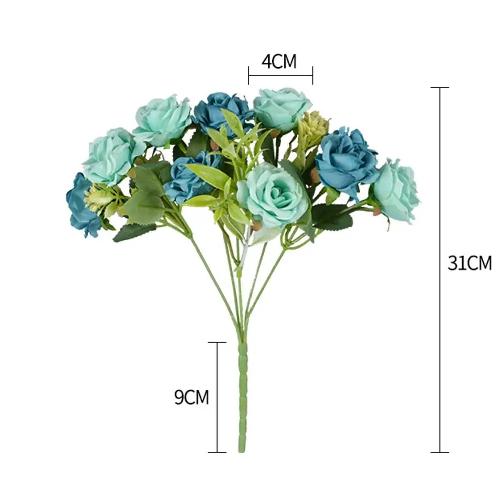 10 Köpfe Künstlicher Rosenstrauß aus Seide, 31 cm, im westlichen Stil, Blumendekoration, 6 Farben, Künstliche Blumen, Hochzeitsdekoration – Detail 1