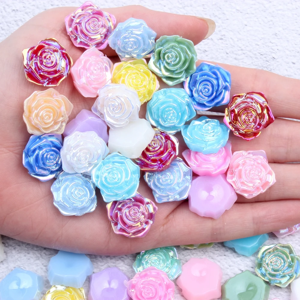 

Rose Flower 18mm 200pcs Many AB Color To Choose Half Imitation Pearls Flatback ABS Resin Material Great Clothes Shoes Scrapbooks