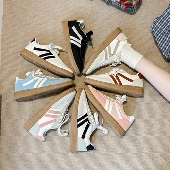 Women's Casual Sport Shoes Flat Bottom Retro Versatile Shoes All-Match Shoes for Retro Suede Buckle Breathable Wear-resistant 1