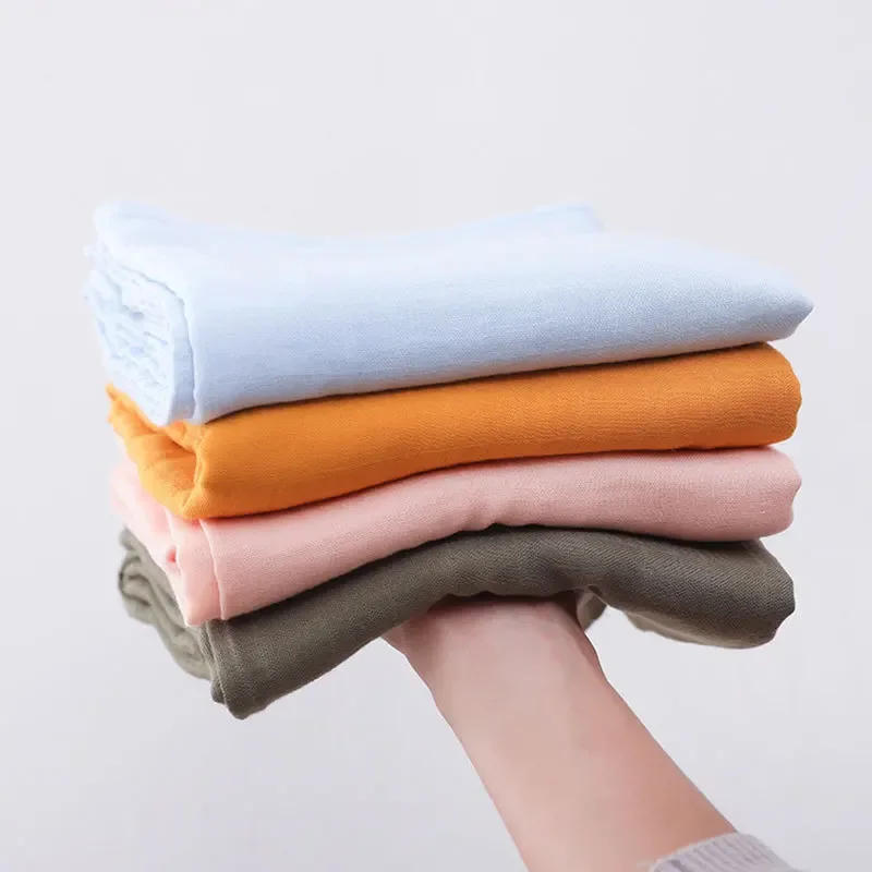 Bamboo Cotton Solid Color Baby Bath Towel Newborn Blanket Baby Double-layer Gauze Blanket Children's Swaddling
