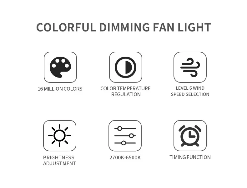 Description Picture 6 of itemLED Ceiling Fan Light, Low-key Ceiling Fan with RGB Light, Remote Control Dimming Remote Control Bedroom Living Room Dining Room