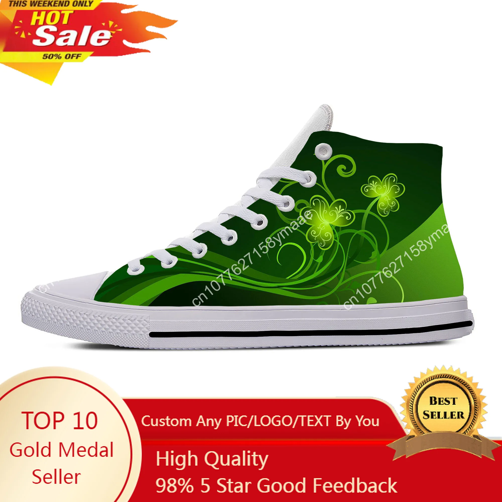 Hot Summer Saint St Patricks Day Shamrock Ireland Irish Latest Shoes Lightweight Men Women Sneakers Classic High Top Board Shoes