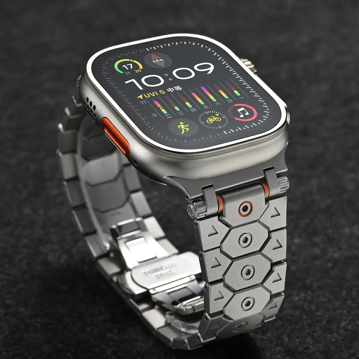 Luxurious Titanium Color Stainless Steel Watch Bracelet