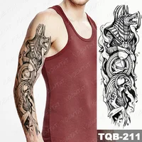 Large Full Arm Sleeve Waterproof Temporary Tattoo Sticker Anubis Egypt Time Eagle Rose Flower Fake Tatoo Body Art Men Women Leg 2