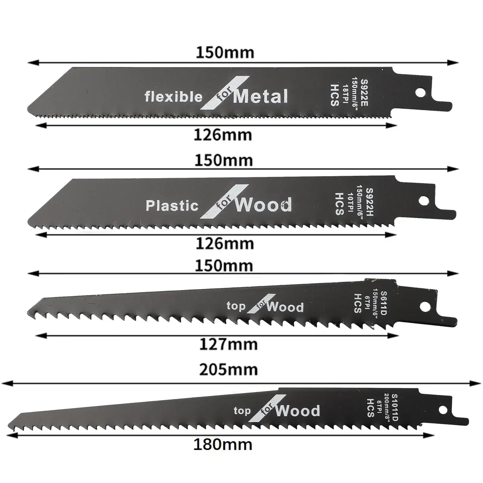 1/4pcs High Carbon Steel Reciprocating Saw-Blades Saw-Blades For Sabre-Saws For Wood Plastic Pipes Cutting Metal Outdoor-Cutting 4