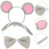2 Sets Halloween Mouse Headdress Mouse Tail And Ears Mouse Bowtie Set Mouse Costume Accessories 2