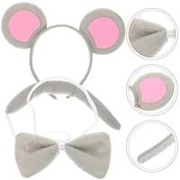 2 Sets Halloween Mouse Headdress Mouse Tail And Ears Mouse Bowtie Set Mouse Costume Accessories 2