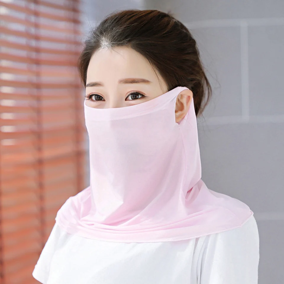 Sciarpa floreale con protezione solare da donna, maschera con