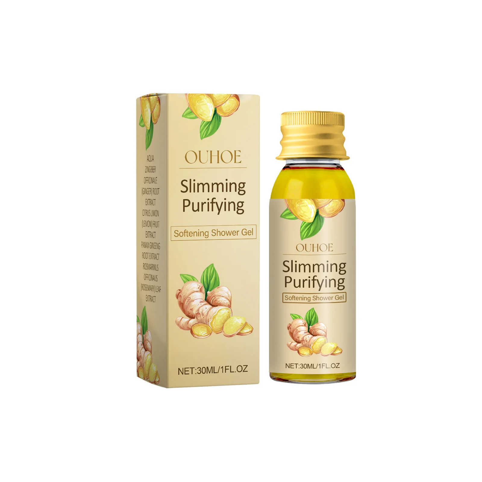 Ginger Purifying Softening Shower Gel Deep Clean Body's Skin Keratin Long-lasting Moisturizing & Soften Tighten Beautifies Skin