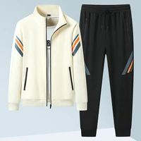 Décontracté athlétique pull pantalon à manches longues survêtements costume hommes Sport Cardigan col montant sweats pantalon de survêtement 2 pièces ensemble 1
