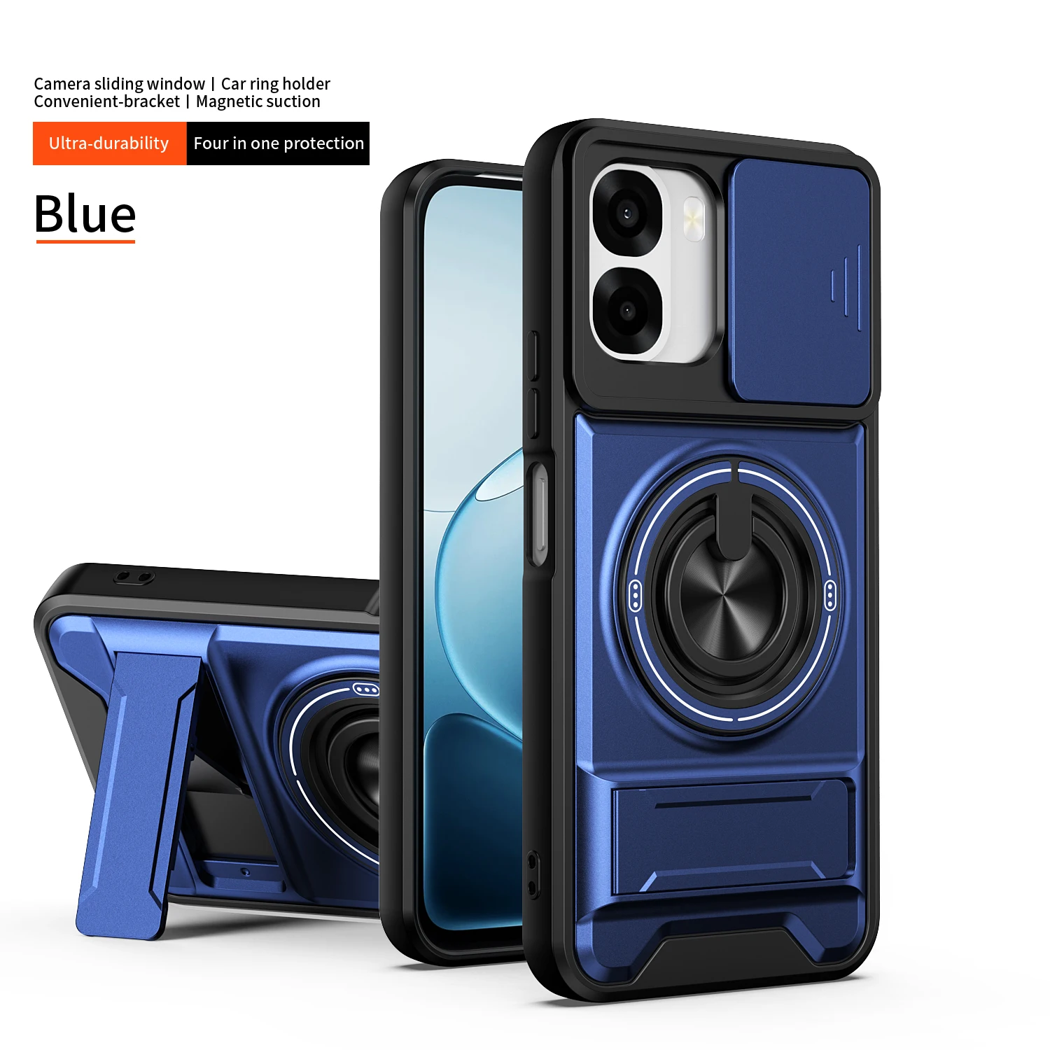 Magsafe Magnetic Military Armor Case with Foldable Holder and Camera Protection
